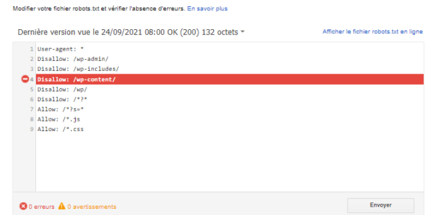 Outil de test du fichier robots.txt